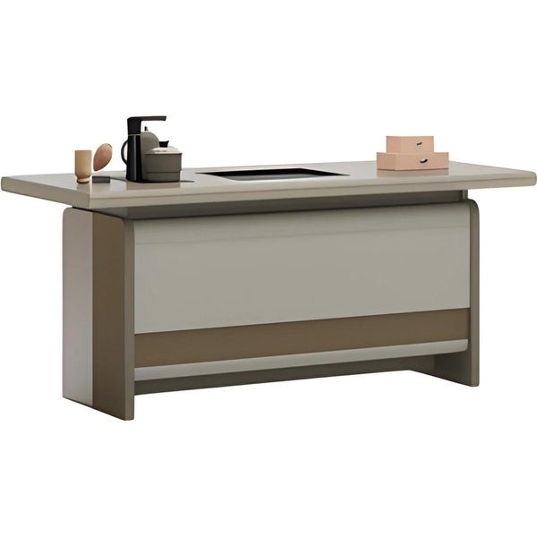 Scrivania Moderna In Marrone Con Pratico Spazio Di Archiviazione E Design Elegante-image