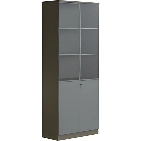 Armadio Per Ufficio Armadio Per Archiviazione Moderno Nero Grigio Ante In Vetro Scaffale Con Serratura Alto-image