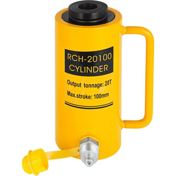 Cilindro Idraulico Capacità 20T Cilindro Idraulico Corsa 100 Mm A Singolo Effetto Martinetto Idraulico Portatile Giallo 44000 Libbre-image