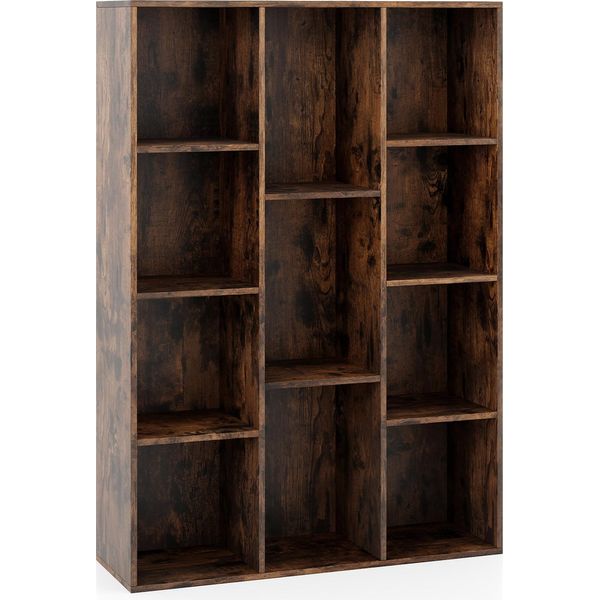 Costway 74X24X106 Cm Libreria Con 11 Scomparti, Libreria, Scaffale Per Ufficio, Scaffale Cubo, Scaffale In Piedi, Per Soggiorno, Camera Da Letto, Camera Dei Bambini Caffè-image