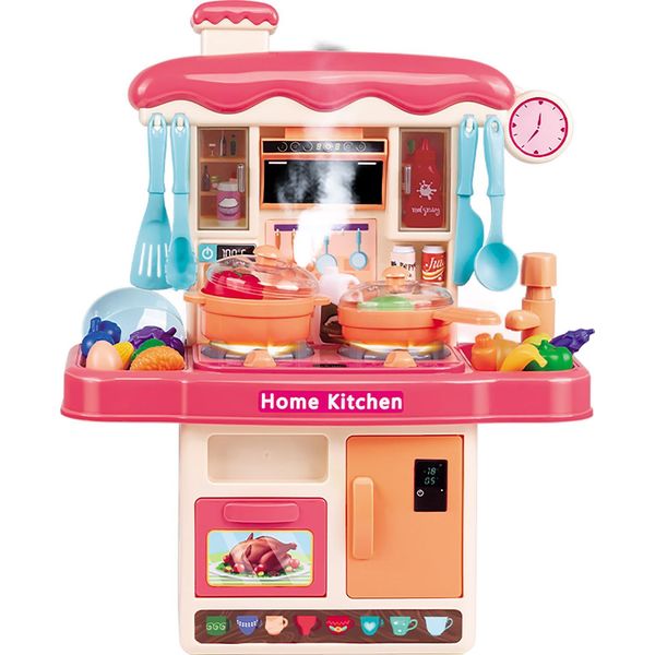 Giocattolo Da Cucina Da 31 Pezzi Con Luci E Suoni, Cucina Per Bambini, Rosa-image