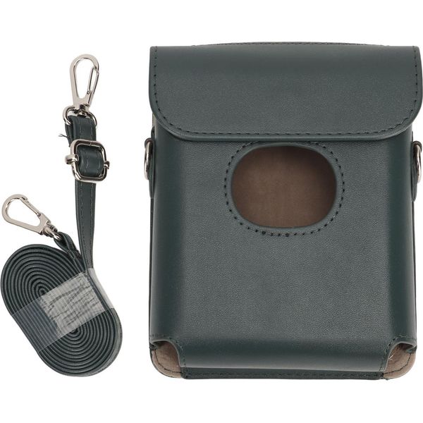 Custodia In Finto Cuoio, Vintage, Antigraffio, Borsa Per Fotocamera Con Tracolla Per Stampante Fujifilm Instax Square Link, Verde Scuro-image