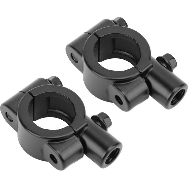2 Pezzi Supporto Specchietto Manubrio Moto, Specchietto Retrovisore, Supporto Filettato 22 Mm, Adattatore Di Fissaggio Per Moto, Atv, Scooter, Nero, M10-image