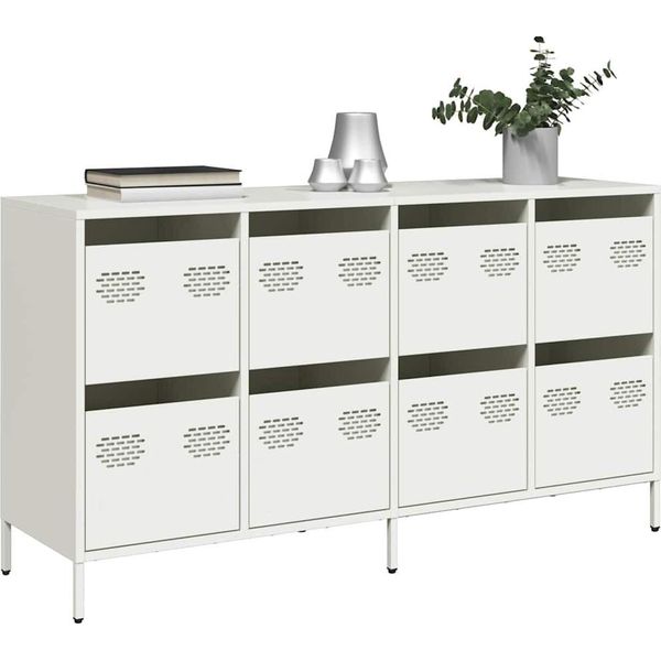 Maison Exclusive - Credenza Bianca 135X39X73,5 Cm In Acciaio Laminato A Freddo-image