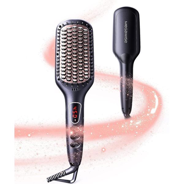 Megawise Pro Spazzola Per Capelli Ionica In Ceramica Per Il Salone Di Casa, Spazzola Per Capelli Con Tecnologia Di Riscaldamento Di 20 Secondi, Autospegnimento, Protezione Dalle Scottature-image