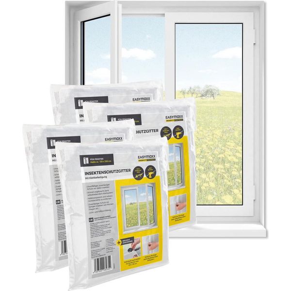 Zanzariera Easymaxx - Fino A Max. 130X150Cm - Nastro Velcro Autoadesivo - Set Di 4 Pezzi-image