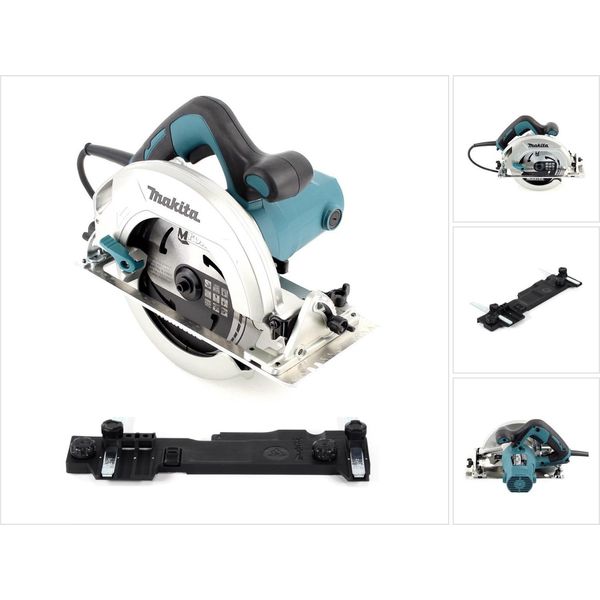 Makita Hs 7601 Sega Circolare 1200 W + Lama Per Sega Mforce Da 190 Mm + Adattatore Per Binario Di Guida Makita C-image