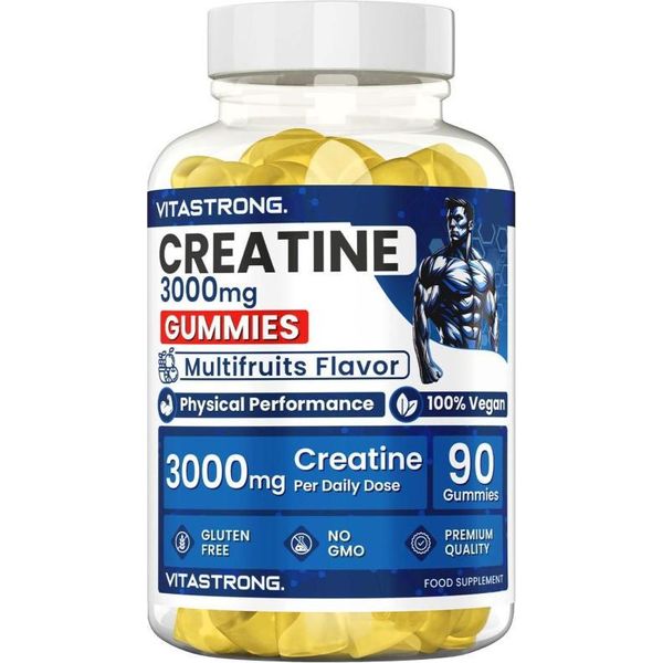 Vitastrong Creatina Monoidrata 3000Mg - 90 Gommine Vegane Per Forza Muscolare, Prestazioni, Resistenza E Recupero, Senza Saccarosio, Glutine O Ogm-image