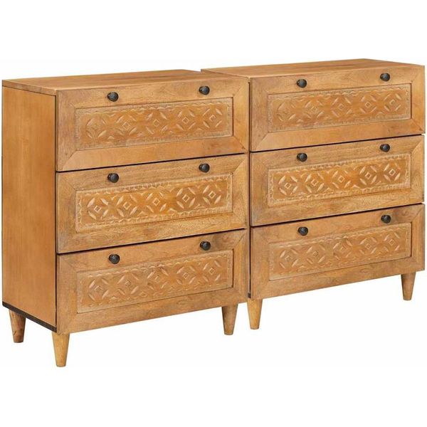 Syfax™ Credenza 2 Pcs Marrone 60 X 33 X 75 Cm Legno Massello Di Mango-image