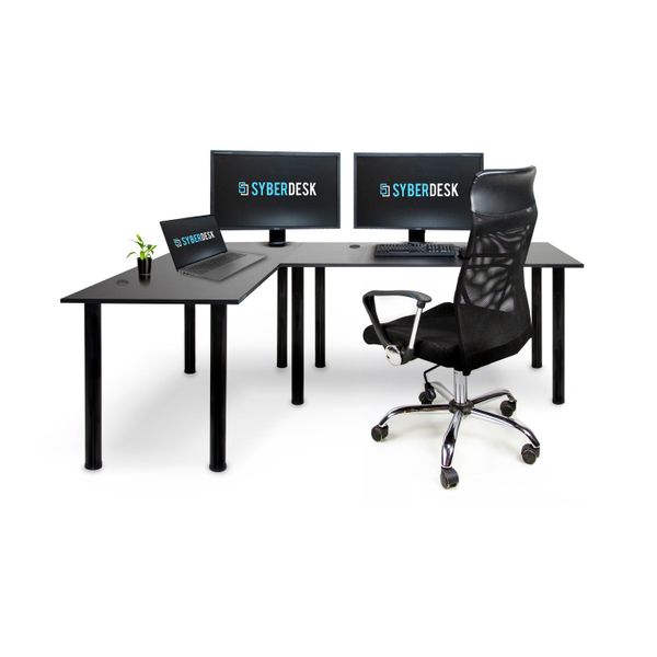 Scrivania Angolare Syberdesk Gaming Pro 197 X 132 Cm - Grande Scrivania Per Computer, Scrivania Angolare, Scrivania Per Ufficio E Giochi (Sinistra, Nero)-image