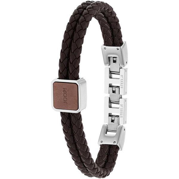 Lederarmband Joop "2038036", Braun (Edelstahlfarben, Braun), ArmbäNder, Herren, 21,5Cm, Edelstahl Leder, Edelstahl, Leder, Lederarmband-image