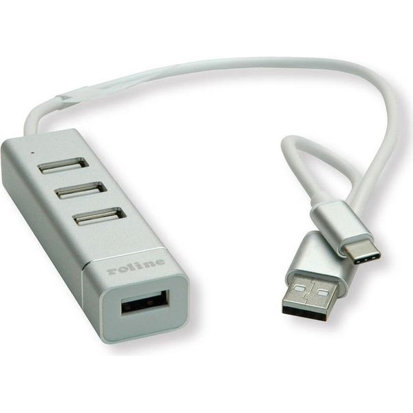 Roline 14.02.5037 Hub Di Interfaccia Usb 2.0 480 Mbit/S Argento, Bianco-image