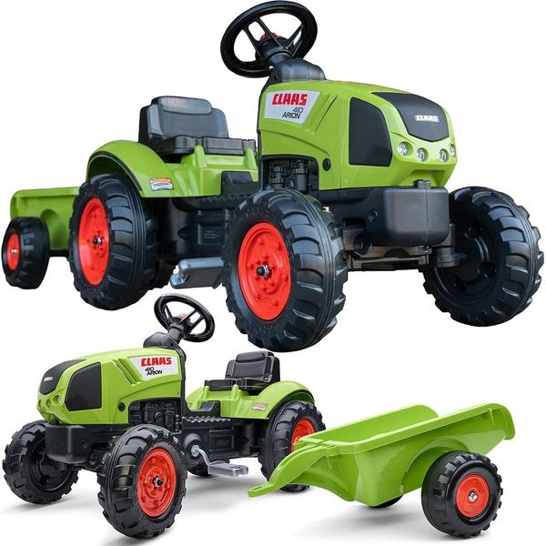 Falk Trattore Claas Verde A Pedali Con Rimorchio + Clacson Per 2 Anni.-image