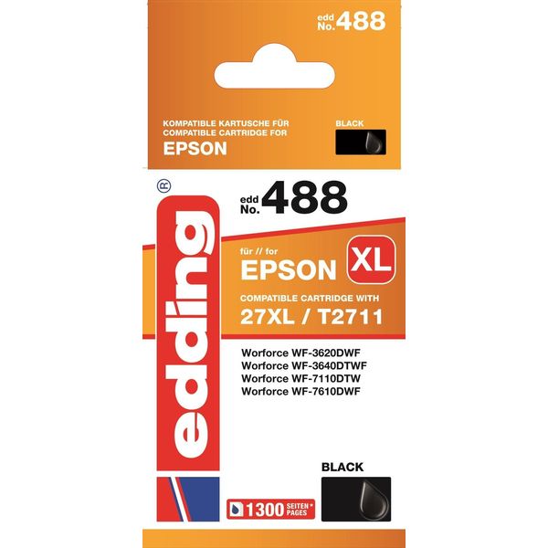 Edding 18-488 Edding EDD-488 Schwarz Druckerpatrone Kompatibel Zu Epson 27XL / T2711XL-image