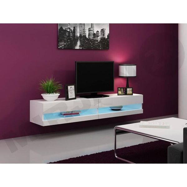 Tavolino Per Tv Con Illuminazione A Led Ashton New 180 – Bianco Lucido-image
