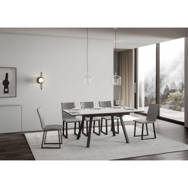 Itamoby - Tavolo Allungabile 120/180X90 Cm Mirhi Bianco Frassino Telaio E Gambe Antracite-image