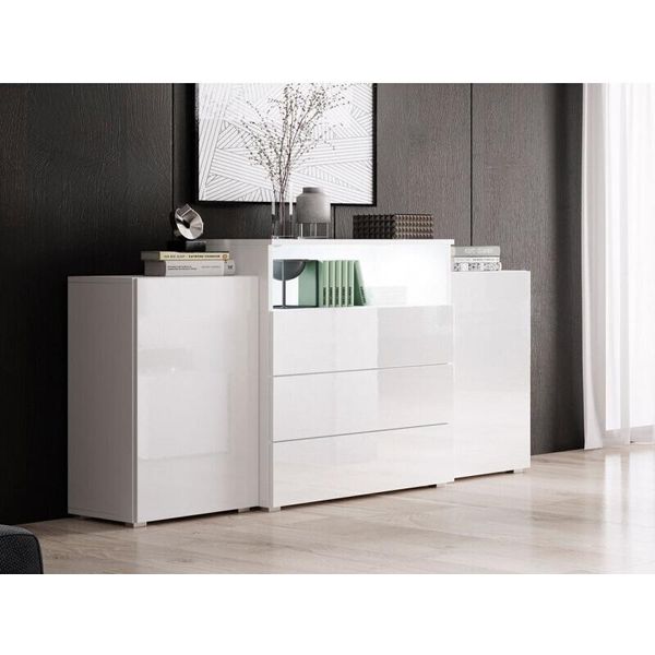 Cassettiera Combinata Con Illuminazione A Led Zorina – Bianco-image