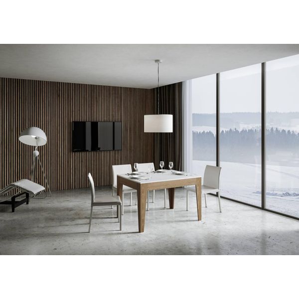 Itamoby - Tavolo Allungabile 120/180X90 Cm Cico Mix Piano Bianco Frassino - Base Quercia Natura-image