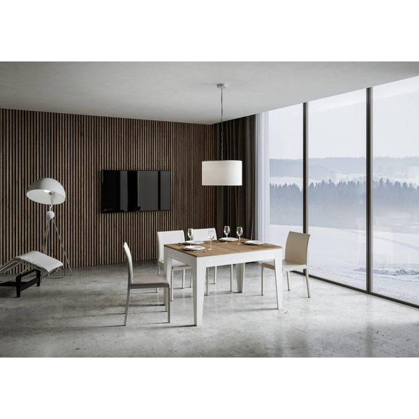 Itamoby - Tavolo Allungabile 120/180X90 Cm Cico Mix Piano Quercia Natura - Base Bianco Frassino-image