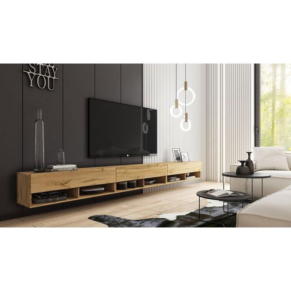 Tavolino Per Tv 300 Cm Con Illuminazione A Led Willa A - Rovere Wotan-image