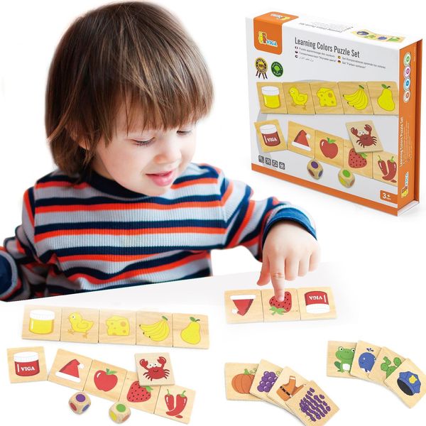 Viga Puzzle Educativo In Legno Ordina Colori E Forme 38 El. Montessori-image