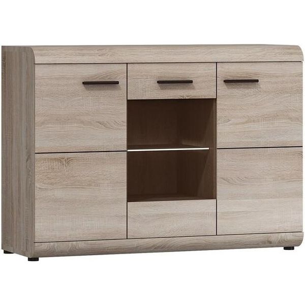 Cassettiera Vetrata Con Illuminazione A Led Claudio 120 – Rovere Sonoma-image