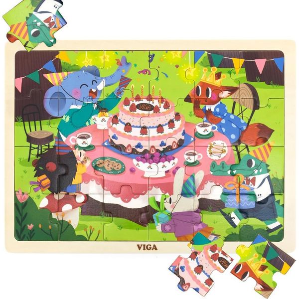 Viga Puzzle In Legno 24 El. Festa Di Compleanno-image