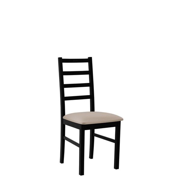Sedia Da Pranzo In Legno Con Rivestimento In Tessuto Danbury 8 - Nero / Beige-image