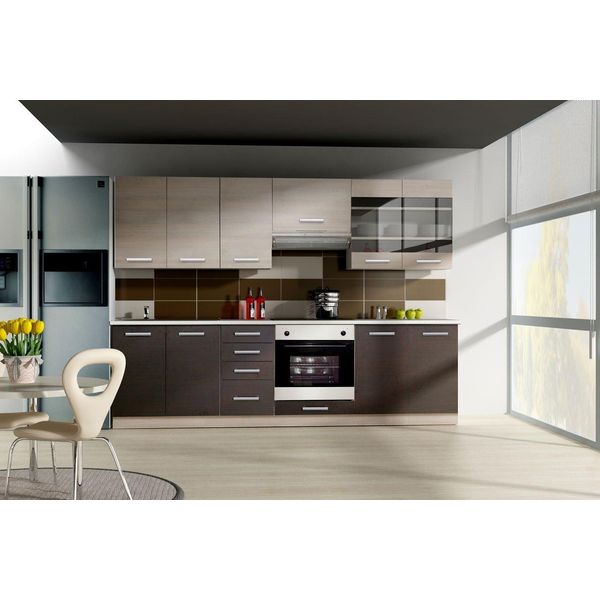 Mobile Cucina 260/260 Cm Jing - Rovere Ferrara / Legno + Credenza Gratis-image
