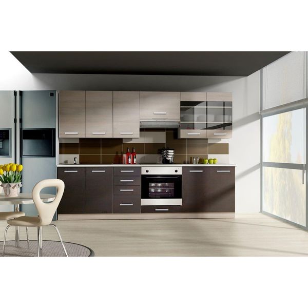 Mobile Cucina 260/260 Cm Jing - Rovere Ferrara / Legno + Lavello Gratis-image