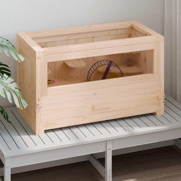 Vidaxl Gabbia Per Criceti 60X30X35 Cm In Legno Massiccio D'abete-image