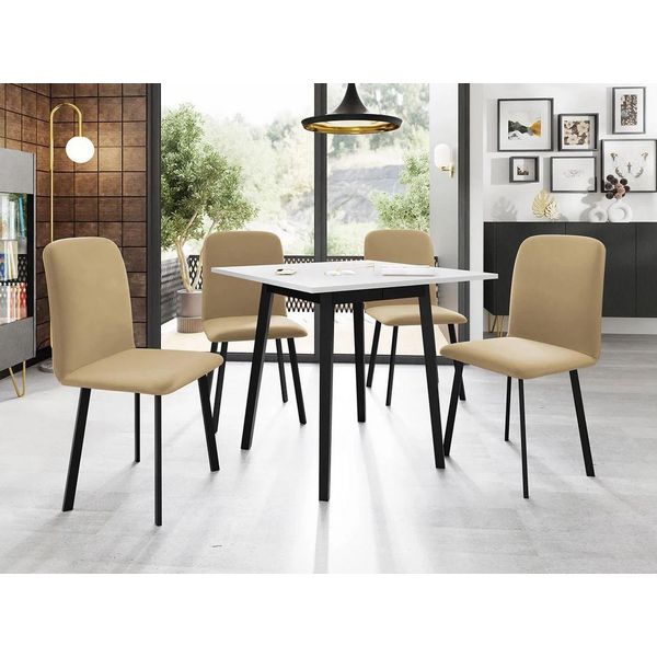 Tavolo Da Pranzo Allungabile Piccolo 85X85 Cm Bakara - Bianco / Nero-image