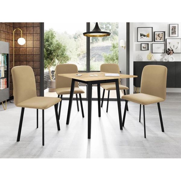 Tavolo Da Pranzo Allungabile Piccolo 85X85 Cm Bakara - Rovere Kraft Oro / Nero-image
