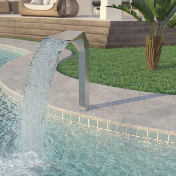 The Living Store Cascata Per Piscina In Acciaio Inox 50X30X90 Cm Argento-image
