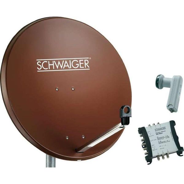 Sistema Sat Schwaiger 80 Cm 6 Abbonati Quattro Lnb (Senza Interruttore) Rosso Mattone Con Multiswitch 5/6-image
