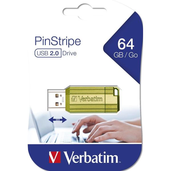 Verbatim Store N Go Pinstripe Usb 2.0 Eucalyptus Green 64GB-image