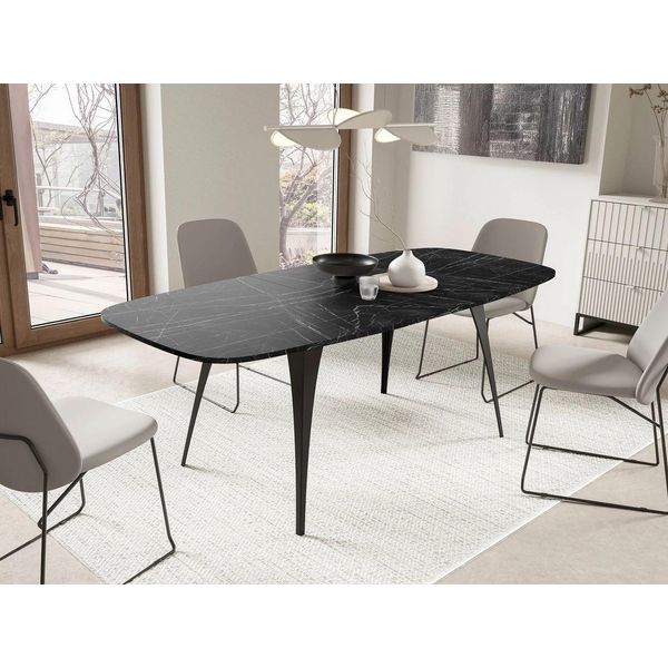 Tavolo Da Pranzo Allungabile Stiwi - Pietra Grigia Nero / Nero-image