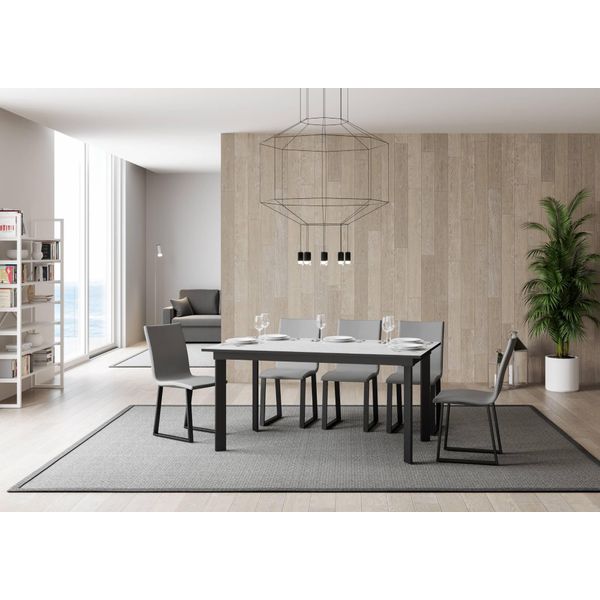 Itamoby - Tavolo Allungabile 160/220X90 Cm Cumar Bianco Frassino Telaio E Gambe Antracite-image
