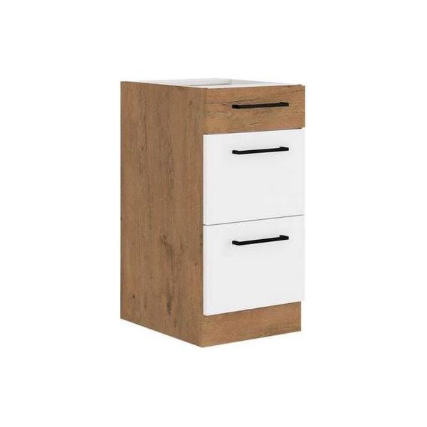 Mobile Cucina Con Cassetto Inferiore 40 Cm Zhilan - Rovere Lancelot / Bianco Lucido-image