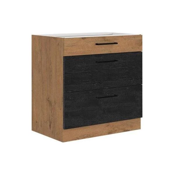 Mobile Cucina Con Cassetto Inferiore 80 Cm Zhilan - Rovere Lancelot / Legno Scuro-image