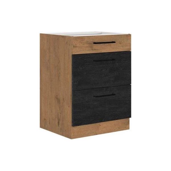 Mobile Cucina Con Cassetto Inferiore 60 Cm Zhilan - Rovere Lancelot / Legno Scuro-image
