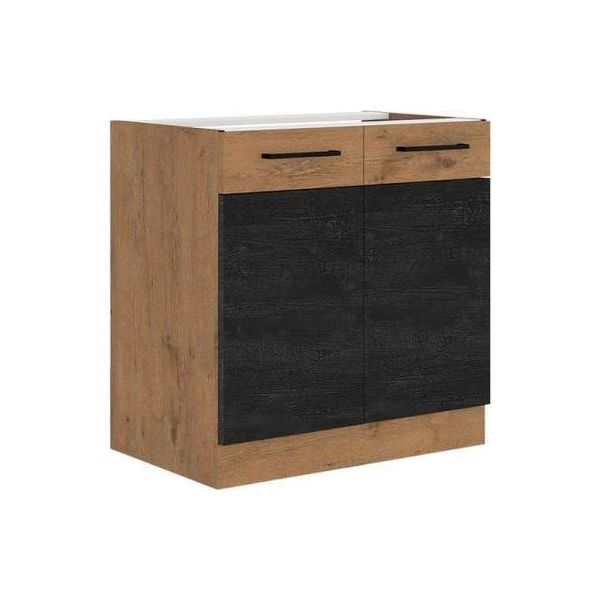 Mobile Cucina Basso A Due Ante 80 Cm Zhilan - Rovere Lancelot / Legno Scuro-image