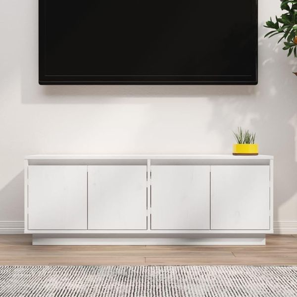 Maison Exclusive - Mobile Tv Bianco 110X34X40 Cm In Legno Massello Di Pino-image