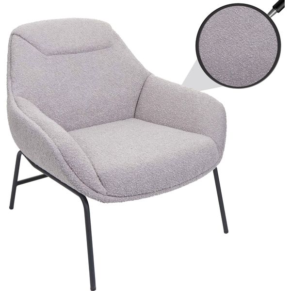 Poltrona Lounge HWC-J77, Poltrona Cocktail, Tessuto Bouclé Metallo ~ Grigio Chiaro-image