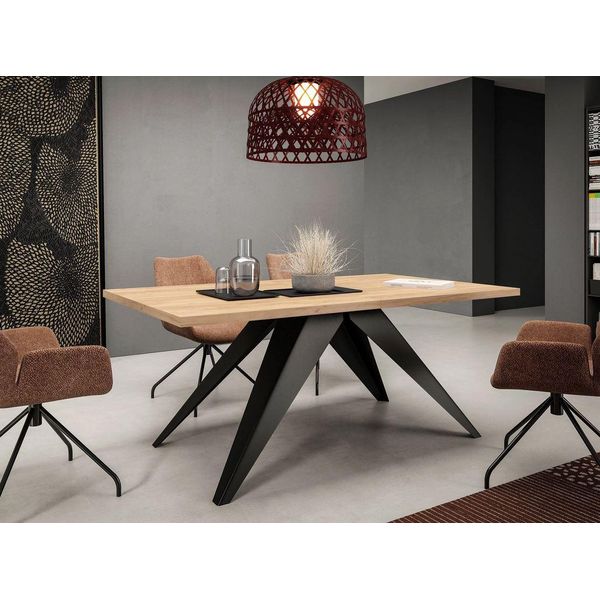 Tavolo Da Pranzo Allungabile 140X80 Cm Edgar - Rovere Kraft Oro / Nero-image