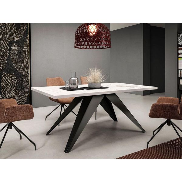 Tavolo Da Pranzo Allungabile 140X80 Cm Edgar - Marmo Chiaro / Nero-image