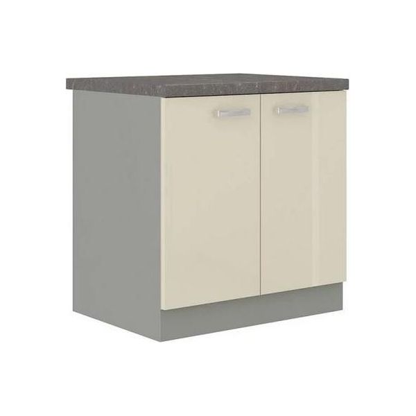 Mobile Cucina Inferiore A Due Ante 80 Cm Shan - Grigio / Crema Lucido-image