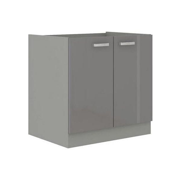 Mobile Sottolavello Da Cucina 80 Cm Rong - Grigio / Grigio Lucido + Lavello Gratis-image