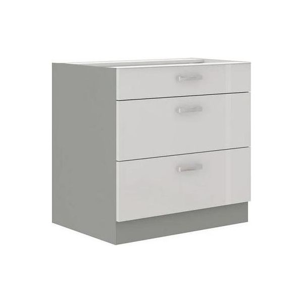 Mobile Cucina Con Cassetto Inferiore 80 Cm Genji - Grigio / Bianco Lucido-image