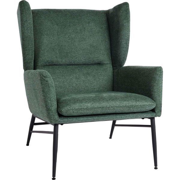 Lounge Chair HWC-L62, Wing Chair Poltrona Cocktail Poltrona Poltrona Imbottita, Tessuto/Tessuto Metallo ~ Verde-image